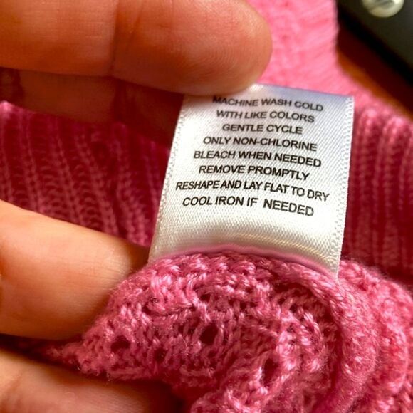 ALMOST FAMOUS Pointelle Crocheted Textured Sweater Mini Desert Rose Skirt Large - Picture 9 of 10